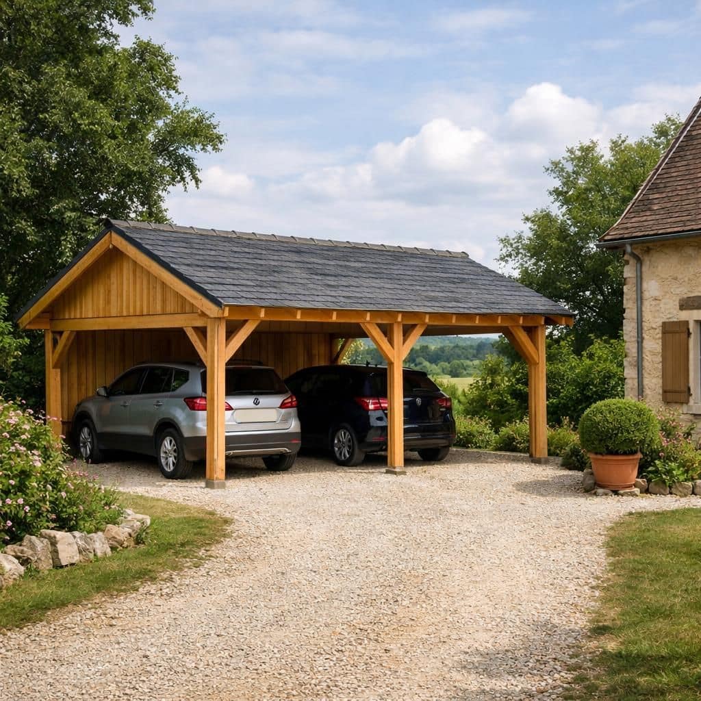 découvrez notre abri voiture en bois alliant élégance naturelle et protection durable pour votre véhicule. un choix esthétique et écologique qui valorise votre extérieur.