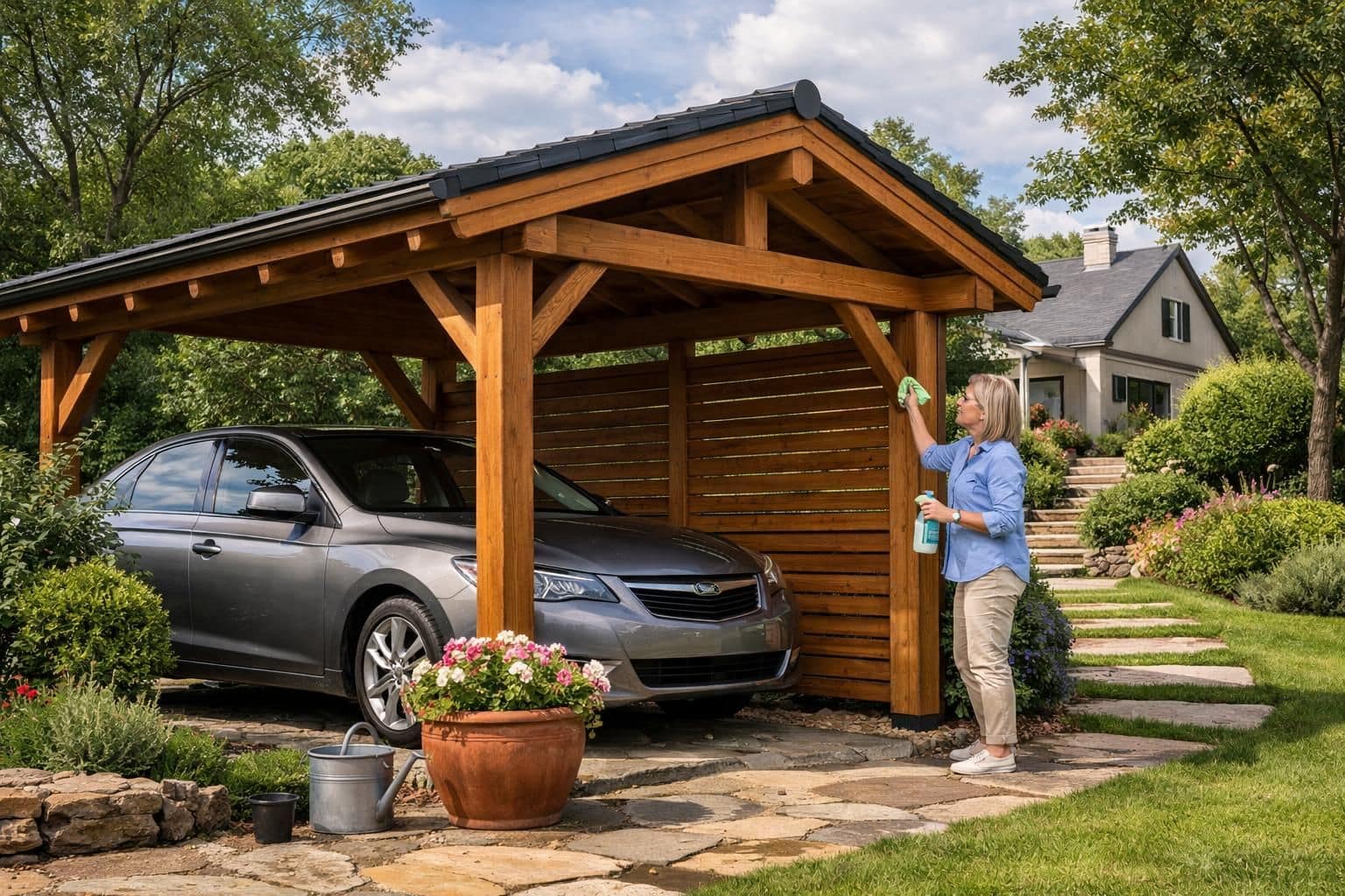 découvrez nos abris voiture en bois alliant élégance naturelle et protection durable pour votre véhicule. un choix esthétique et robuste pour préserver votre voiture des intempéries.