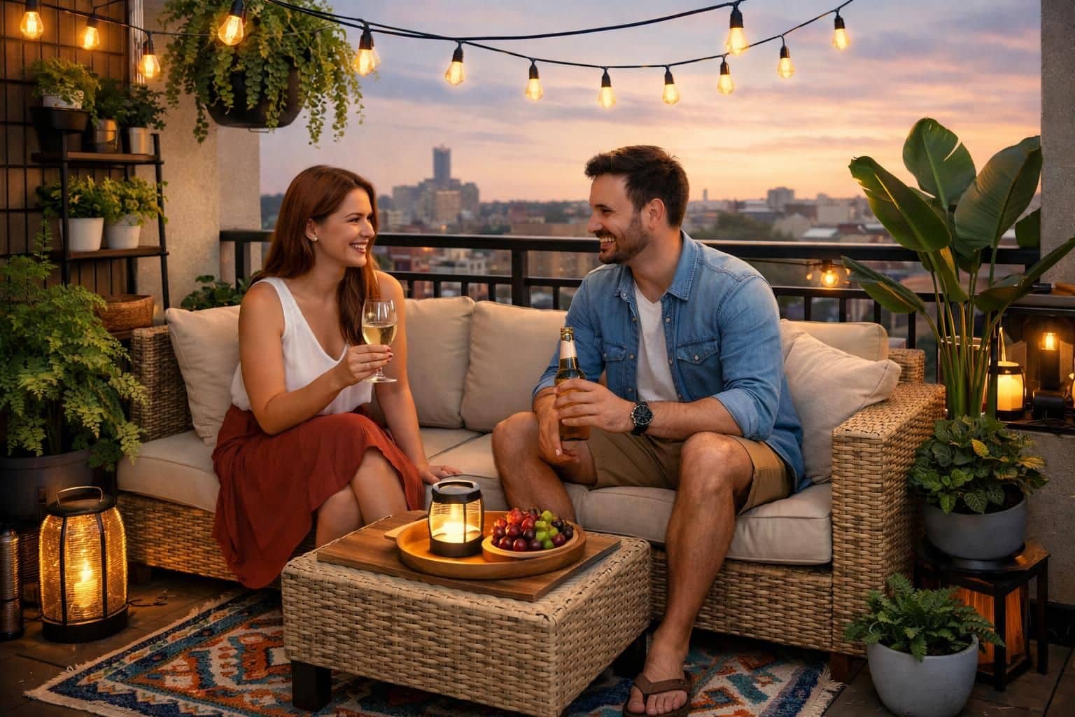transformez votre balcon en un espace cosy avec un petit salon de jardin élégant et fonctionnel, idéal pour profiter pleinement de vos moments en plein air.