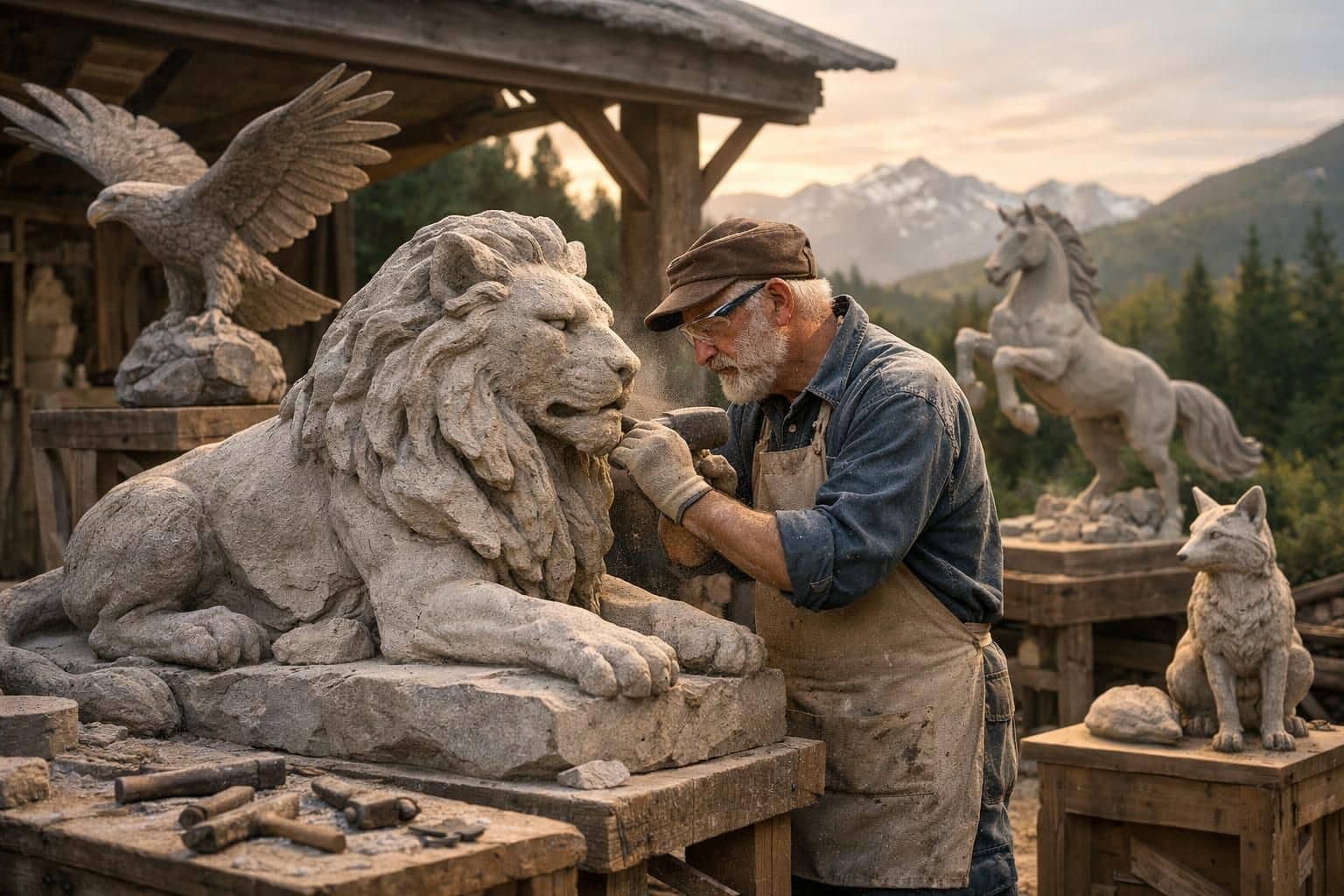 découvrez l'art fascinant des sculptures animalières, où la pierre prend vie pour révéler la beauté et la grâce des animaux sculptés avec passion et précision.