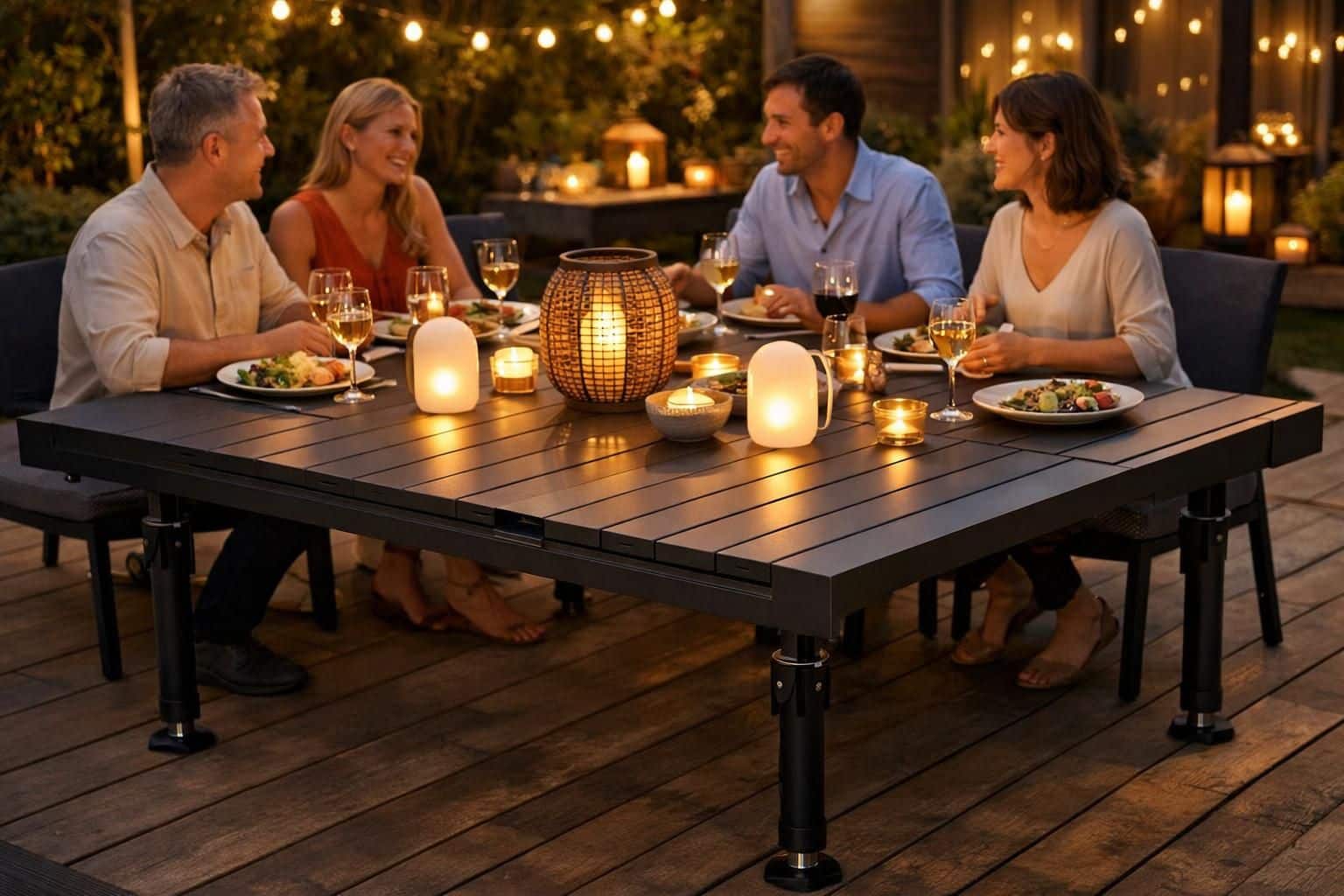 découvrez notre table de jardin modulable, l'atout flexible et pratique pour organiser vos repas en plein air selon vos envies et votre espace.