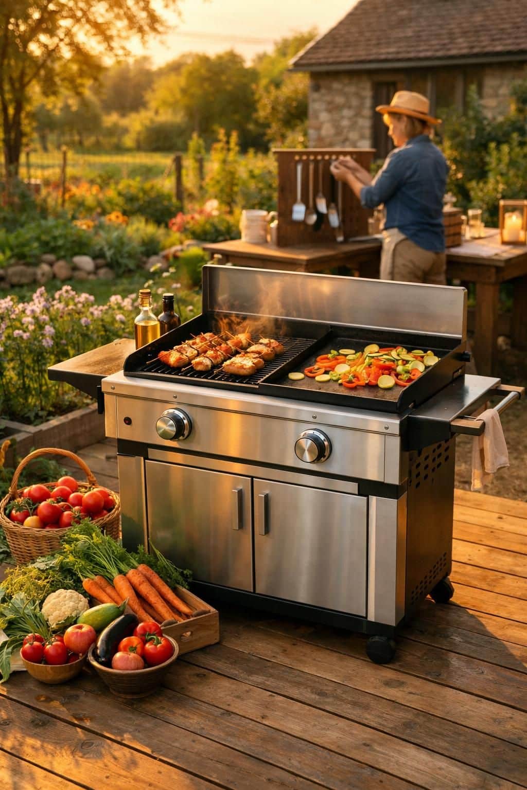 découvrez l'appareil de cuisson 2 en 1 alliant barbecue et plancha pour des repas conviviaux et savoureux, idéal pour toutes vos grillades et cuissons rapides.