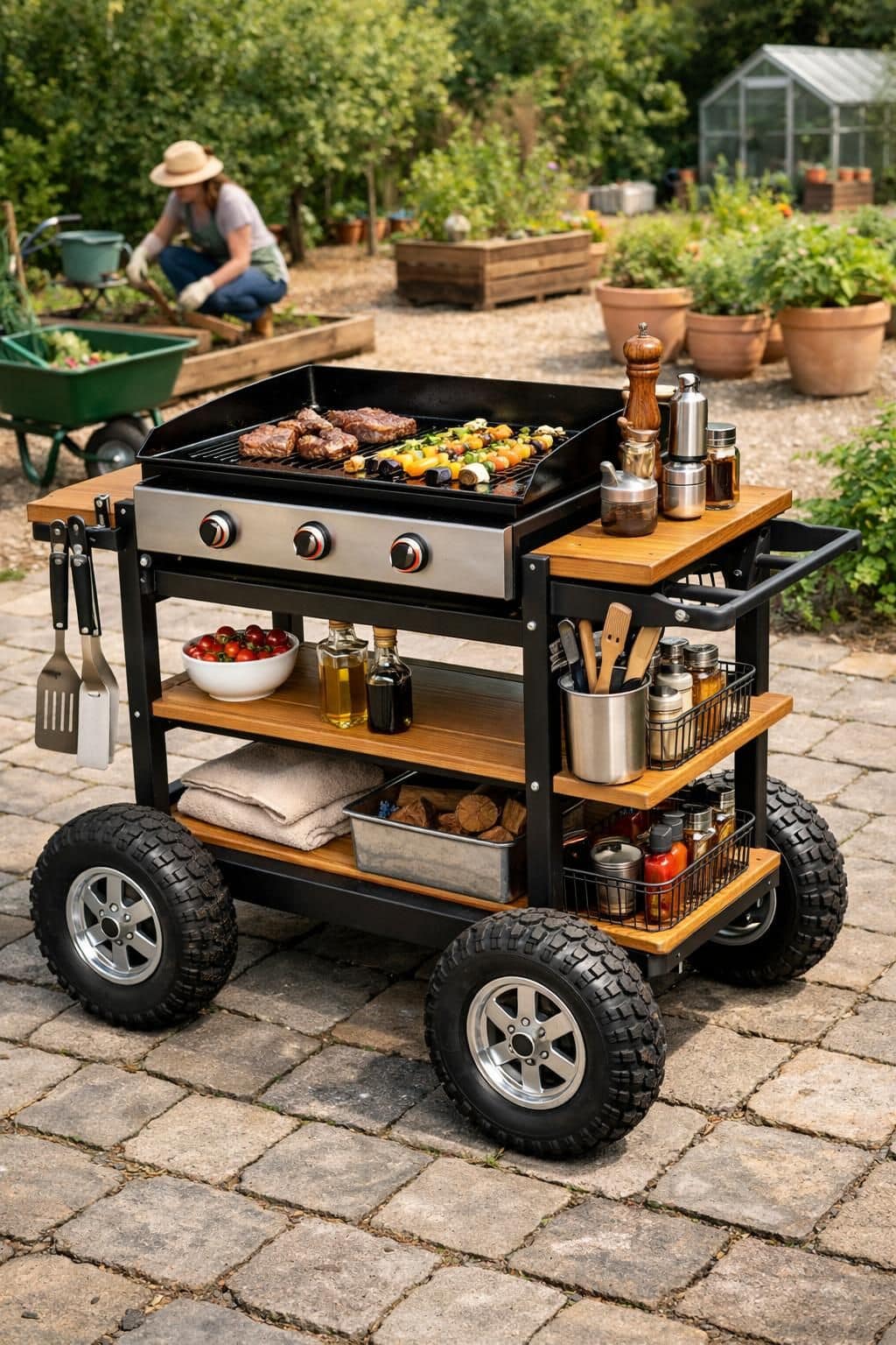 découvrez notre chariot de service pratique, spécialement conçu pour votre plancha, offrant une mobilité facile et un rangement optimisé pour une expérience culinaire en toute simplicité.