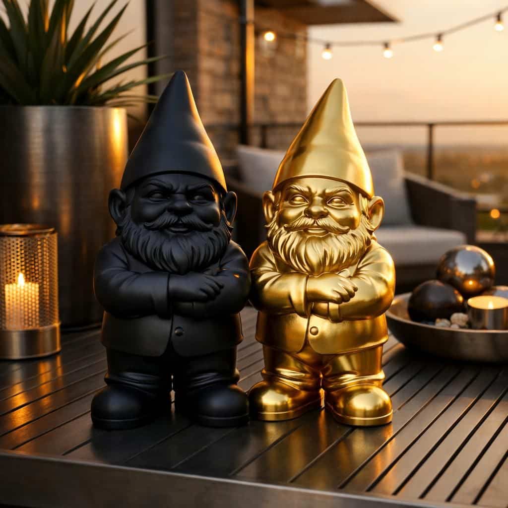 découvrez le nain de jardin provocateur qui fait sensation avec son doigt d'honneur, une déclaration insolente et pleine d'humour pour égayer votre jardin.