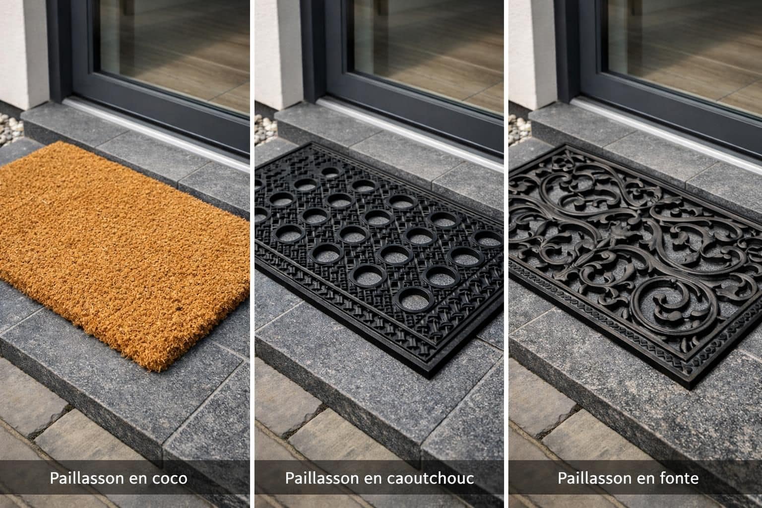 découvrez nos paillassons en demi-lune alliant élégance et praticité pour accueillir vos invités avec style à l'entrée de votre maison.