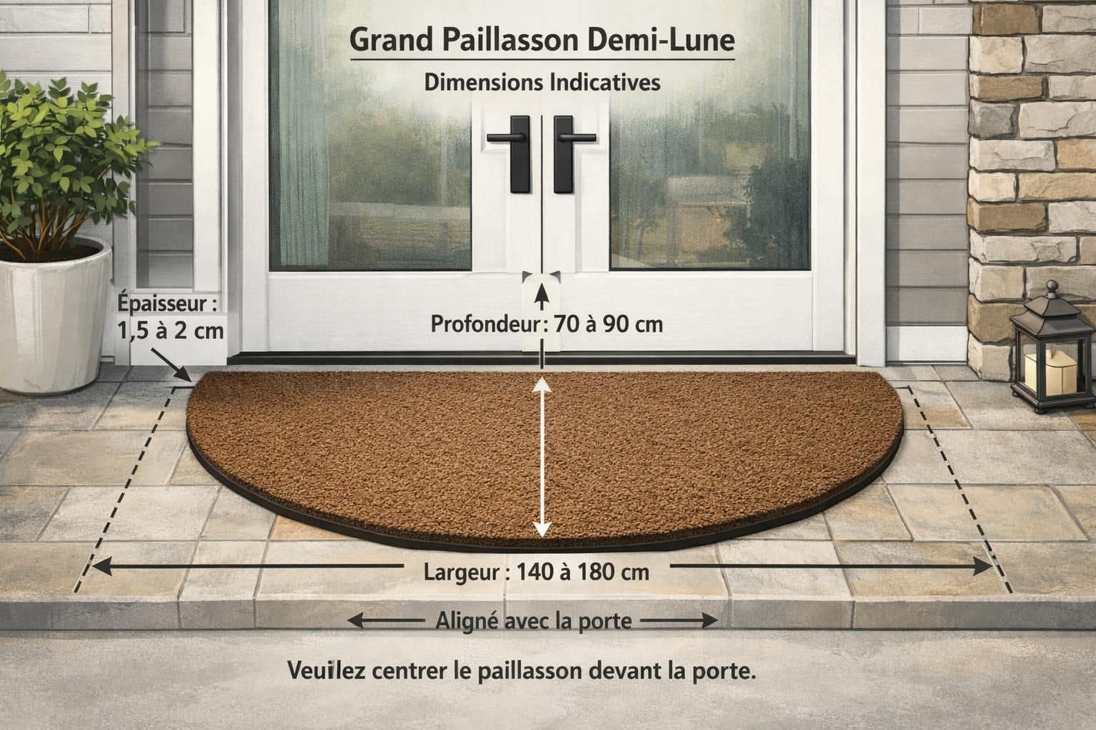 découvrez nos paillassons en demi-lune alliant élégance et praticité, parfaits pour accueillir vos invités avec style à l'entrée de votre maison.