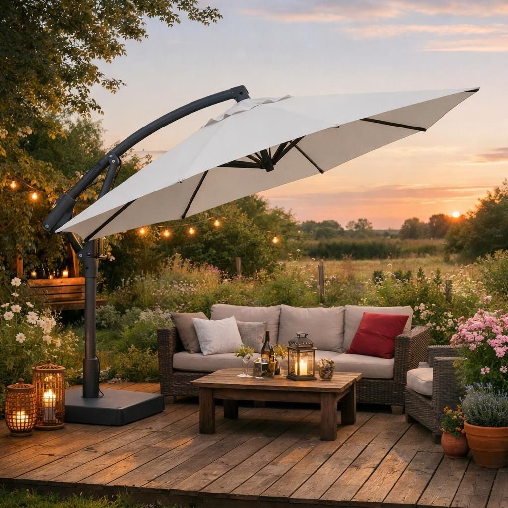 découvrez notre sélection de parasols déportés inclinables, disponibles dans une grande variété de modèles et de couleurs pour s'adapter parfaitement à votre extérieur et à votre style.