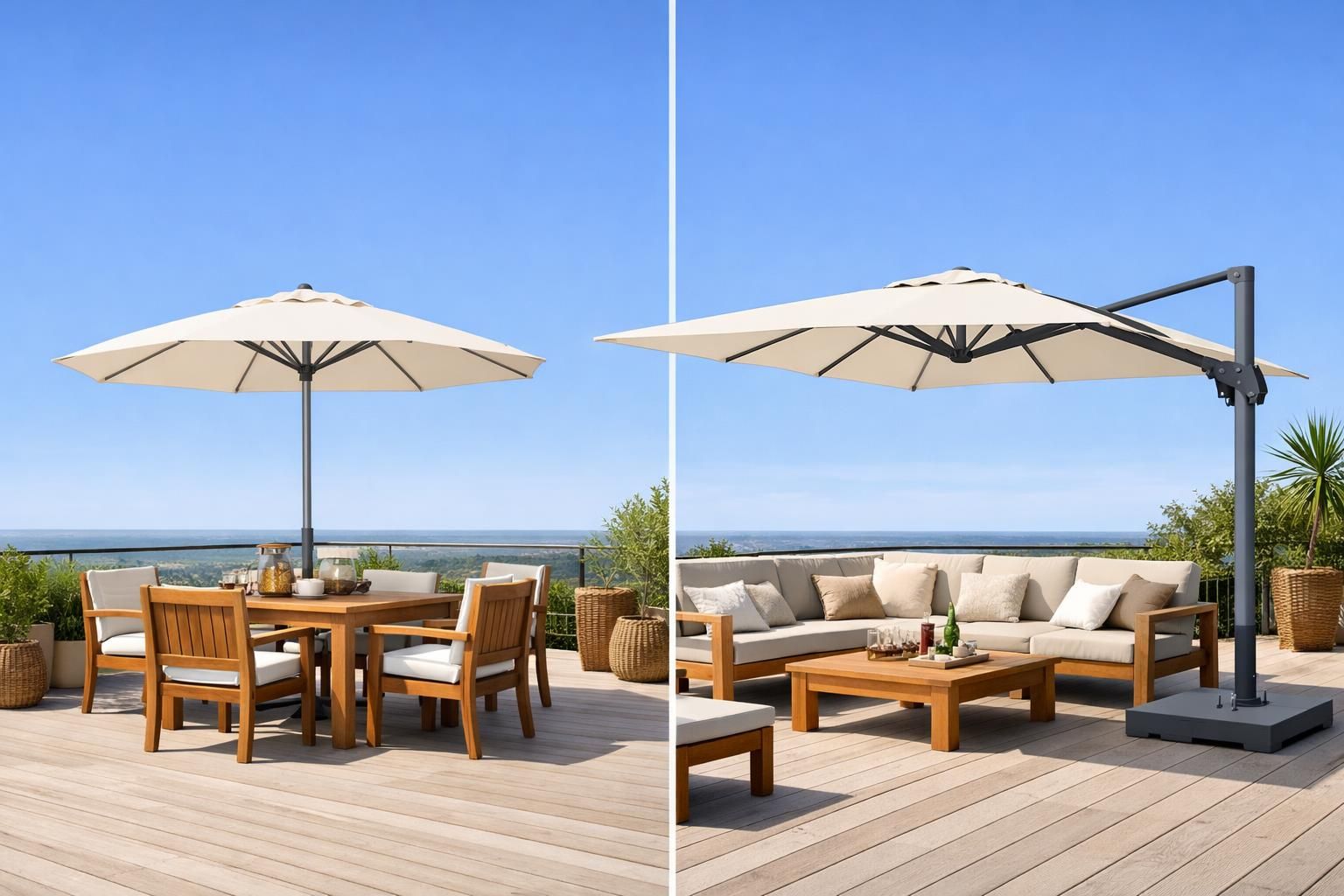 découvrez notre parasol rectangulaire inclinable, alliant praticité et élégance pour sublimer et protéger votre espace extérieur en toute simplicité.