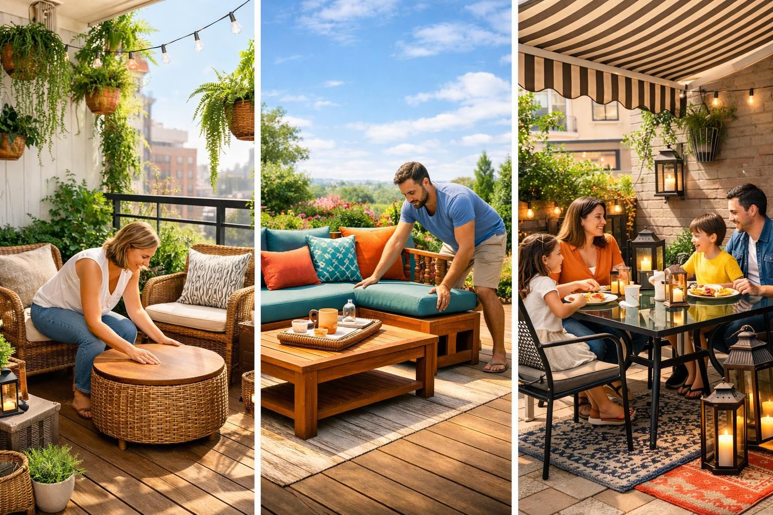 découvrez notre sélection de meubles de terrasse conçus pour s'adapter parfaitement à chaque espace, afin de créer un extérieur sur-mesure alliant confort et style.