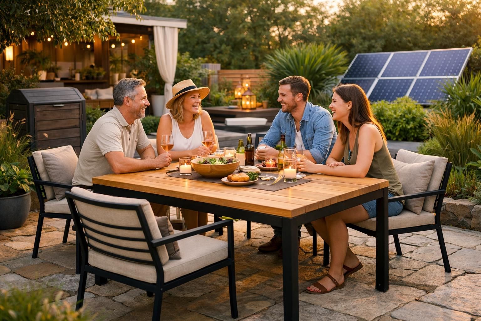découvrez nos salons de jardin alliant élégance et durabilité grâce à des matériaux en bois et métal de haute qualité, parfaits pour sublimer votre espace extérieur.