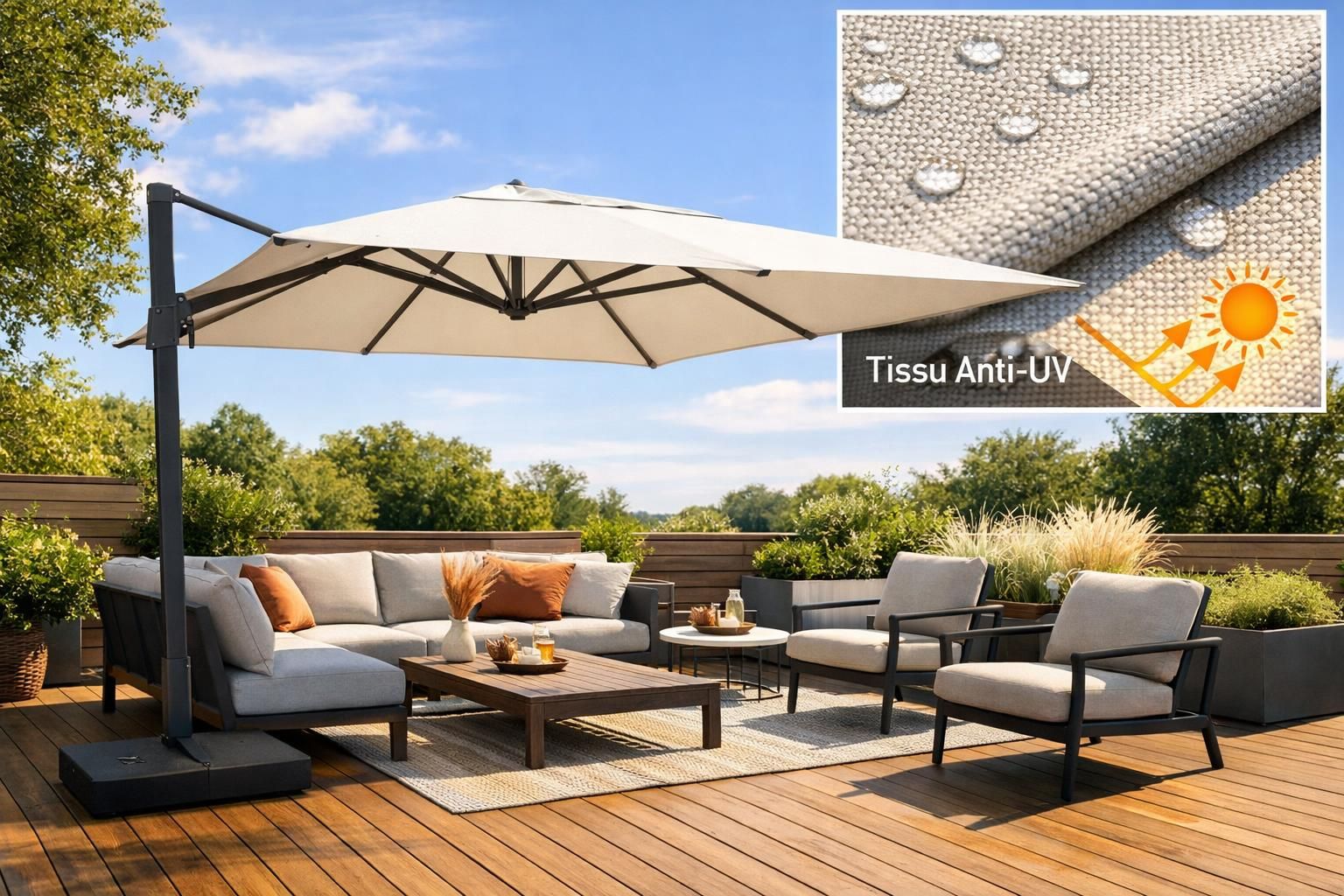 découvrez notre sélection de grands parasols de jardin alliant ombre et élégance pour profiter pleinement de vos espaces extérieurs avec style et confort.