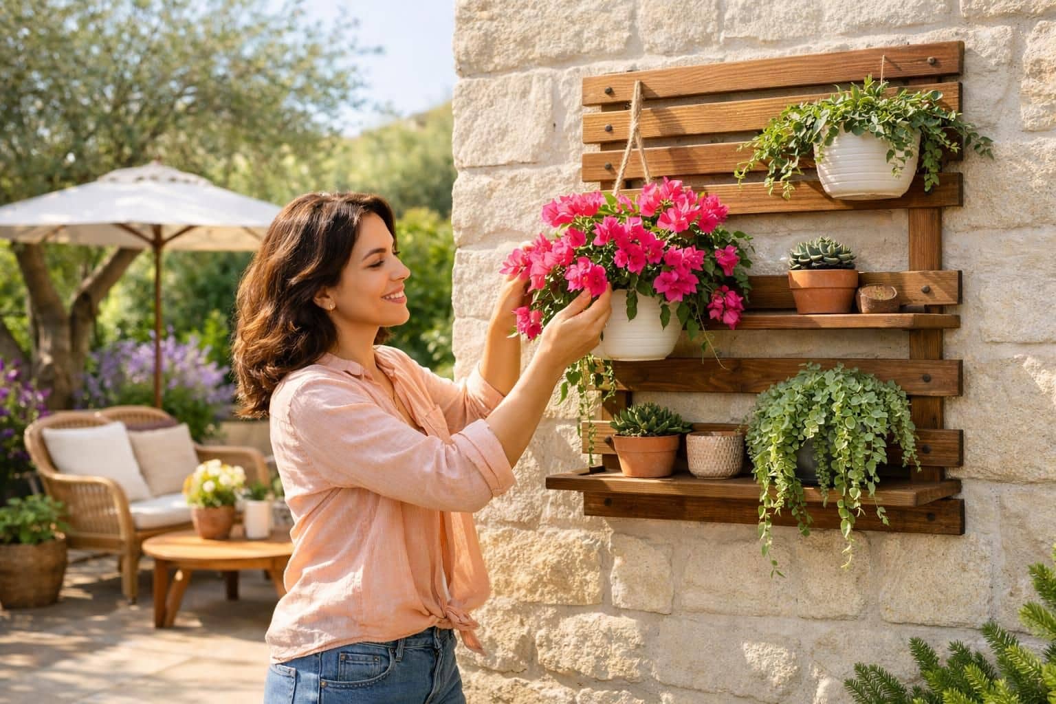 découvrez le porte-plante mural, l'élément déco tendance parfait pour métamorphoser et sublimer votre jardin extérieur avec style et originalité.
