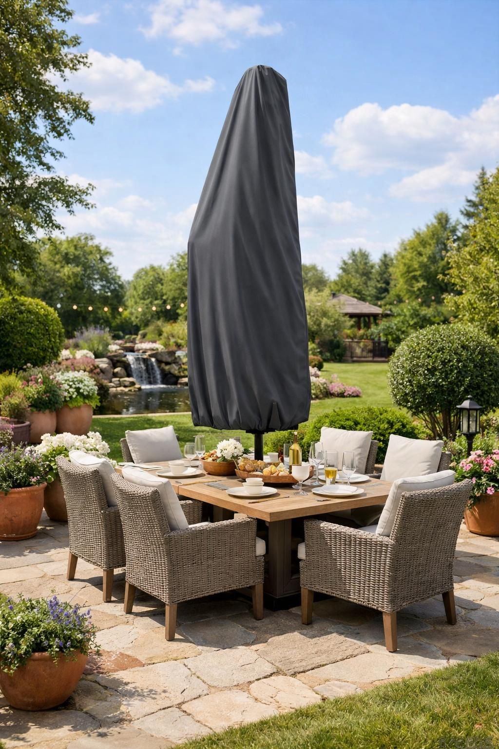 découvrez notre housse élégante et résistante, l'accessoire incontournable pour protéger votre parasol déporté avec style et durabilité tout au long de l'année.