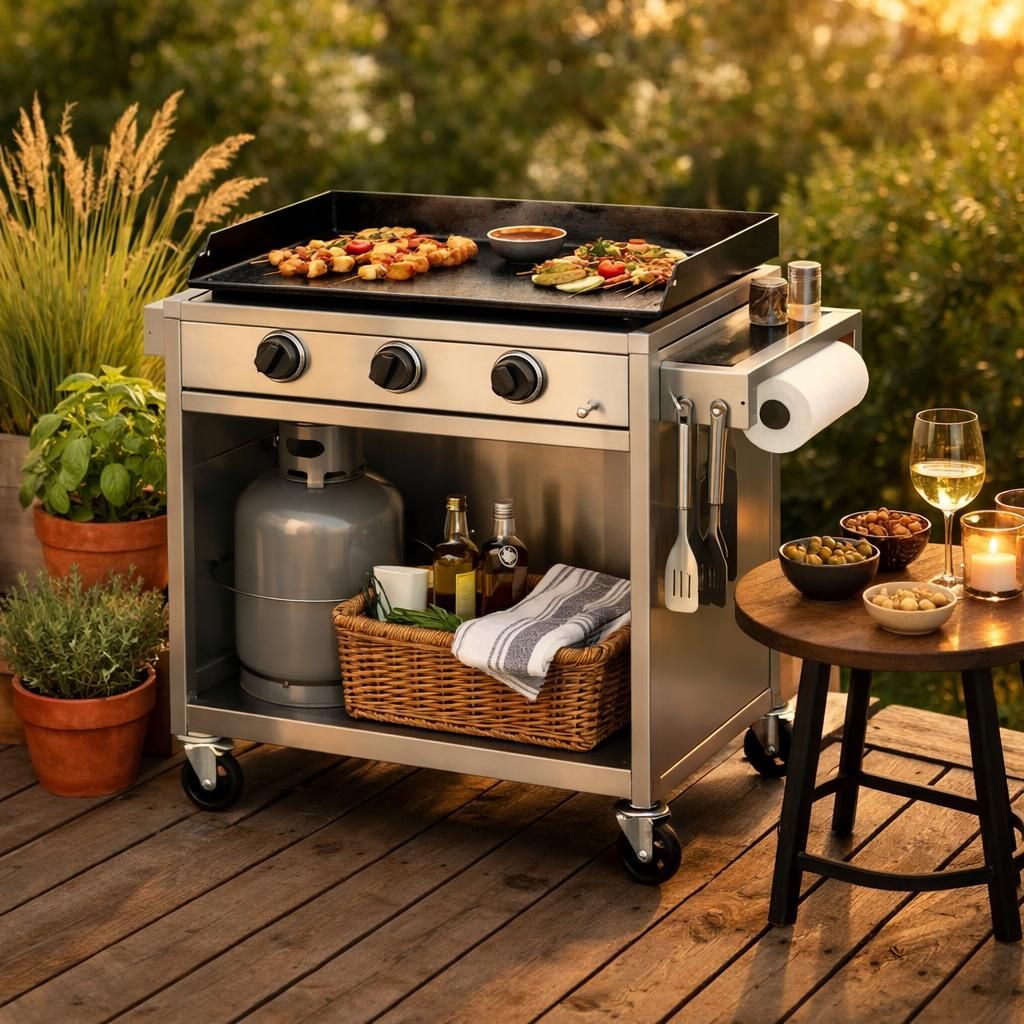 découvrez notre mobilier astucieux conçu pour sublimer votre plancha et optimiser vos repas en plein air avec style et praticité.